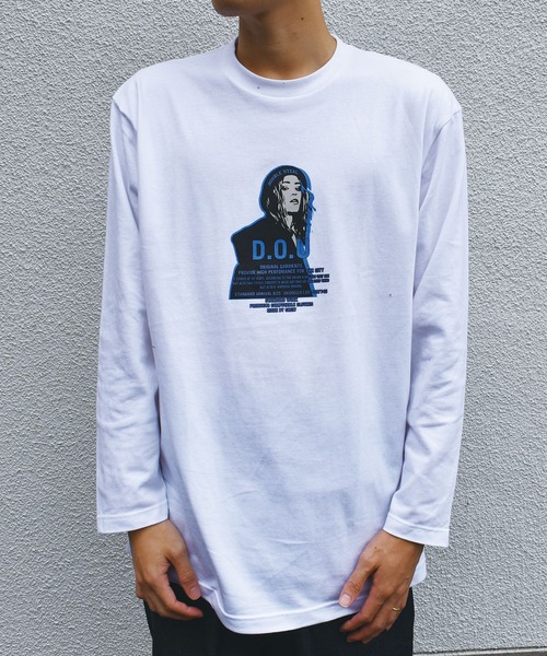 DOUBLE STEAL(ダブルスティール)の「BEANIE GIRL BULE長袖Tシャツ(Tシャツ/カットソー・メンズ・ホワイト/ブラック・M/L/XL)」の10枚目の写真