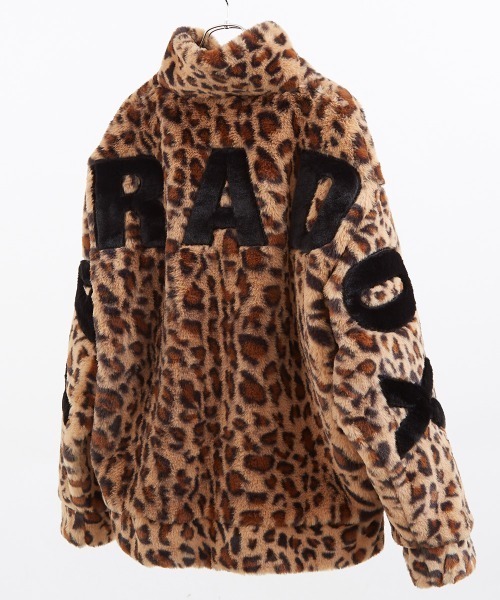 メンズレディース大きいサイズ5L　バックロゴパーカーファーブルゾン　レオパード メンズレディース大きいサイズ5L バックロゴパーカーファーブルゾン