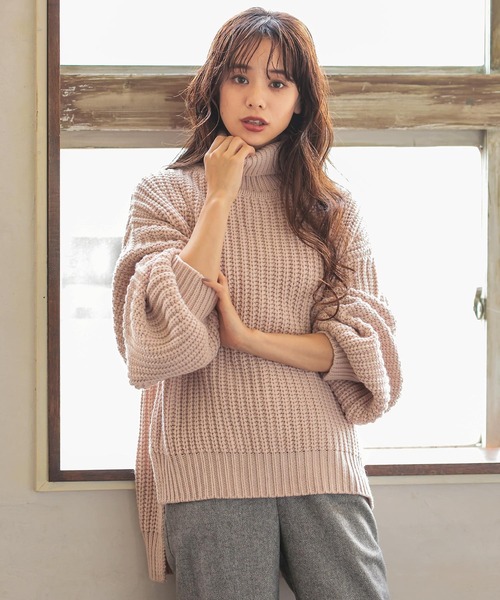 KOBE LETTUCE（コウベレタス）の「ローゲージタートルニットトップス（ニット/セーター・レディース・オフホワイト/グレー/ブルー系その他/ブラック/ライトピンク/カーキ・FREE）」の6枚目の写真