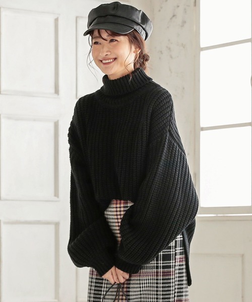 KOBE LETTUCE（コウベレタス）の「ローゲージタートルニットトップス（ニット/セーター・レディース・オフホワイト/グレー/ブルー系その他/ブラック/ライトピンク/カーキ・FREE）」の2枚目の写真