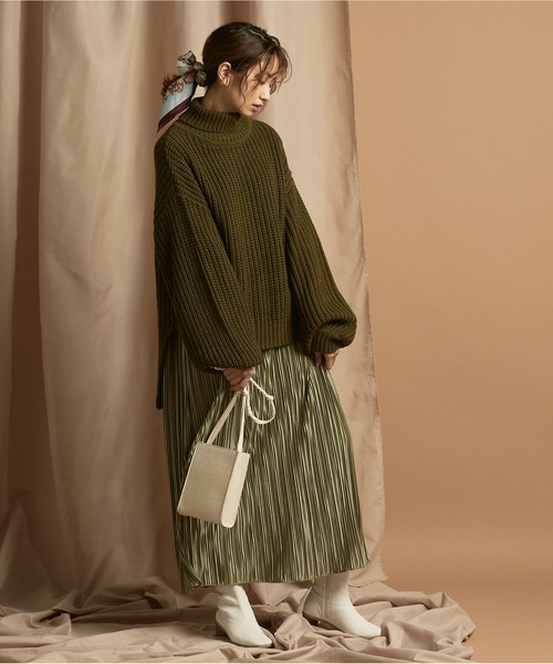 KOBE LETTUCE（コウベレタス）の「ローゲージタートルニットトップス（ニット/セーター・レディース・オフホワイト/グレー/ブルー系その他/ブラック/ライトピンク/カーキ・FREE）」の18枚目の写真