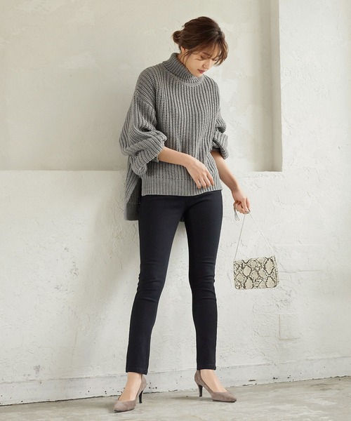 KOBE LETTUCE（コウベレタス）の「ローゲージタートルニットトップス（ニット/セーター・レディース・オフホワイト/グレー/ブルー系その他/ブラック/ライトピンク/カーキ・FREE）」の19枚目の写真