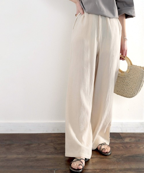 classicalelf（クラシカルエルフ）の「さらり、軽やか。リラックスstyleキマる、ダブルガーゼ楊柳カラーイージーパンツ（その他パンツ・レディース・ブラウン/グレイッシュベージュ/アイボリー/ブラック/グリーン系その他・SMALL/LARGE/MEDIUM/X-LARGE/XX-LARGE）」の14枚目の写真