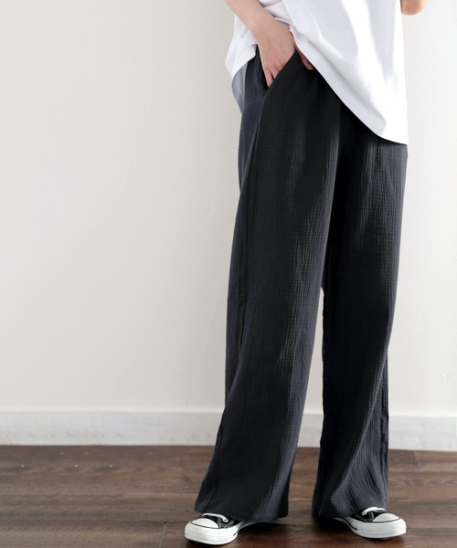 classicalelf（クラシカルエルフ）の「さらり、軽やか。リラックスstyleキマる、ダブルガーゼ楊柳カラーイージーパンツ（その他パンツ・レディース・ブラウン/グレイッシュベージュ/アイボリー/ブラック/グリーン系その他・SMALL/LARGE/MEDIUM/X-LARGE/XX-LARGE）」の12枚目の写真