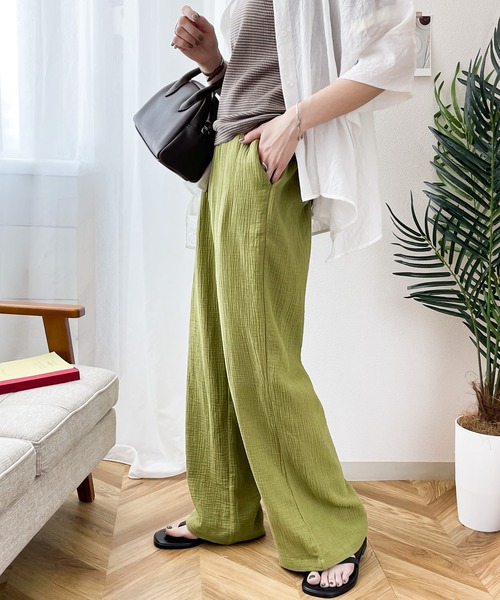 classicalelf（クラシカルエルフ）の「さらり、軽やか。リラックスstyleキマる、ダブルガーゼ楊柳カラーイージーパンツ（その他パンツ・レディース・ブラウン/グレイッシュベージュ/アイボリー/ブラック/グリーン系その他・SMALL/LARGE/MEDIUM/X-LARGE/XX-LARGE）」の18枚目の写真