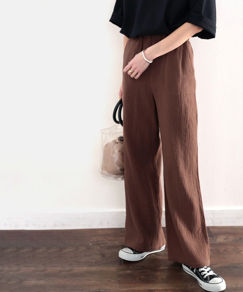 classicalelf(クラシカルエルフ)の「さらり、軽やか。リラックスstyleキマる、ダブルガーゼ楊柳カラーイージーパンツ(その他パンツ・レディース・ブラウン/グレイッシュベージュ/アイボリー/ブラック/グリーン系その他・SMALL/LARGE/MEDIUM/X-LARGE/XX-LARGE)」の21枚目の写真