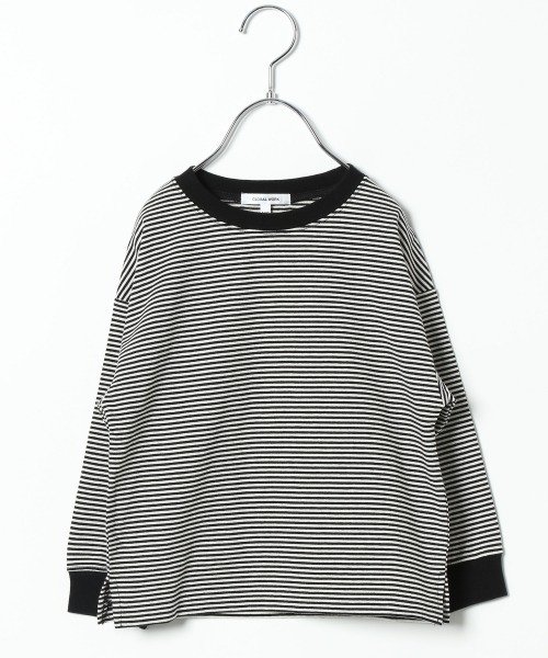 GLOBAL WORK(グローバルワーク)の「【キッズ】ヘビロッTEEボーダー/925297(Tシャツ/カットソー・キッズ・ホワイト/アイボリー/ブラック/ライトピンク・120cm/140cm/100cm/130cm/110cm/160cm/150cm)」の1枚目の写真