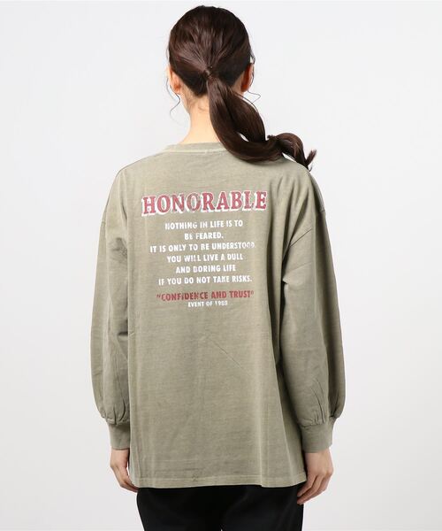 WEGO（ウィゴー）の「WEGO/ヴィンテージライクプリントロンＴ（Tシャツ/カットソー・レディース・カーキ/オフホワイト/ブラック系その他/スミクロ/グリーン系その他・FREE）」の7枚目の写真