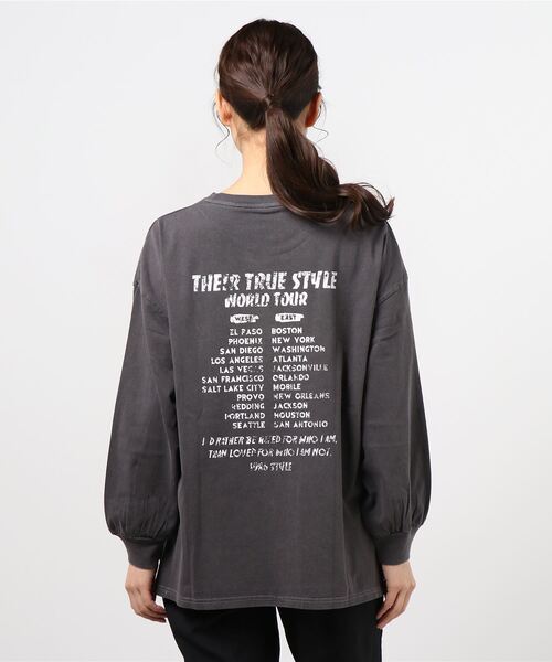 WEGO（ウィゴー）の「WEGO/ヴィンテージライクプリントロンＴ（Tシャツ/カットソー・レディース・カーキ/オフホワイト/ブラック系その他/スミクロ/グリーン系その他・FREE）」の6枚目の写真