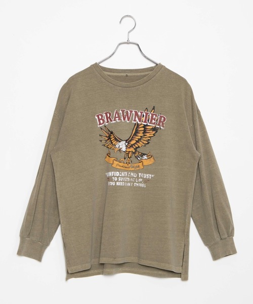 WEGO（ウィゴー）の「WEGO/ヴィンテージライクプリントロンＴ（Tシャツ/カットソー・レディース・カーキ/オフホワイト/ブラック系その他/スミクロ/グリーン系その他・FREE）」の12枚目の写真