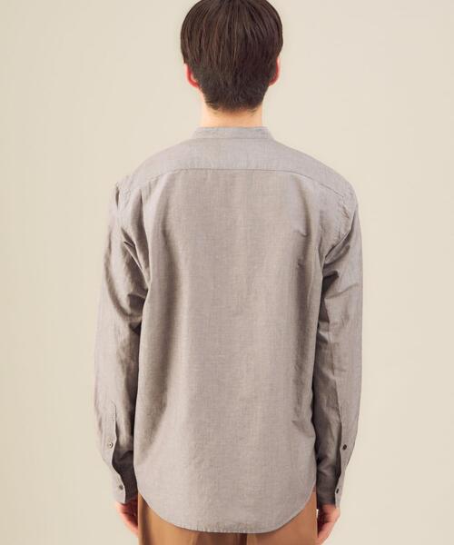 green label relaxing（グリーンレーベルリラクシング）の「CSM イージーリネン バンドカラー 長袖 シャツ（シャツ/ブラウス・メンズ・パープル/ダークグリーン/モカ・S/L/M/XL）」の11枚目の写真