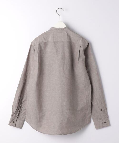 green label relaxing（グリーンレーベルリラクシング）の「CSM イージーリネン バンドカラー 長袖 シャツ（シャツ/ブラウス・メンズ・パープル/ダークグリーン/モカ・S/L/M/XL）」の6枚目の写真