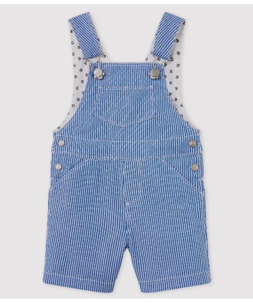 PETIT BATEAU(プチバトー)の「ストライプショートサロペット(サロペット/オーバーオール・キッズ・ブルー/ホワイト×ブルー・12MONTH/24MONTH/2-3YEAR)」の2枚目の写真