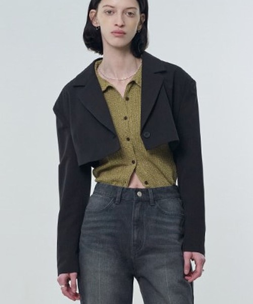 ROCKET x LUNCH（ロケットアンドランチ）の「ROCKET×LUNCH／テーラーショートジャケット 2932523（テーラードジャケット・レディース・チャコール/ライトブラウン/ブラック・SMALL）」の2枚目の写真