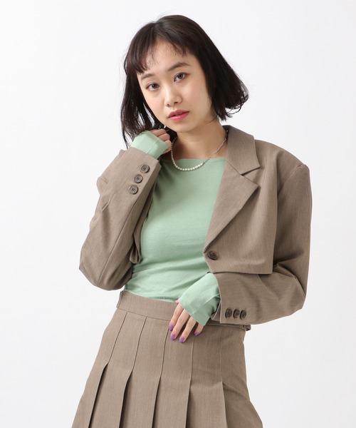 ROCKET x LUNCH（ロケットアンドランチ）の「ROCKET×LUNCH／テーラーショートジャケット 2932523（テーラードジャケット・レディース・チャコール/ライトブラウン/ブラック・SMALL）」の8枚目の写真