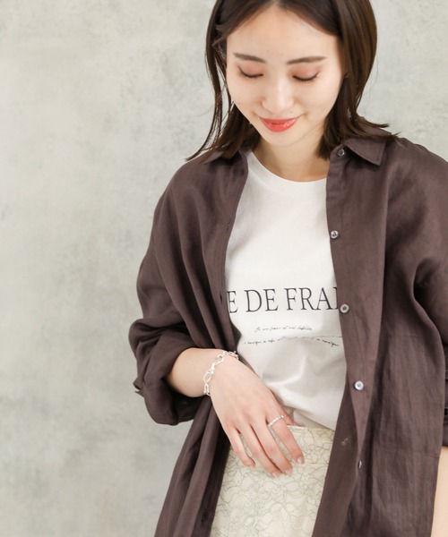 クロッシェ　cloche リネンシャツ　新品　未使用 新品✨CLOCHE クロシェ リネン シャツ 麻 100% 長袖 ベージュ
