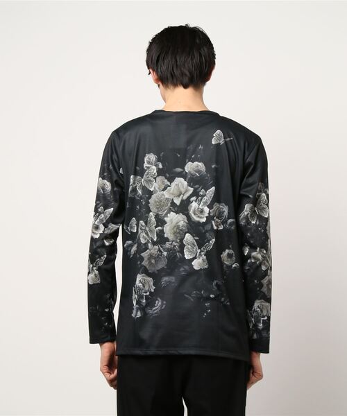 SHELLAC(シェラック)の「シェラック/SHELLAC バタフライ クルーネック長袖Tシャツ(Tシャツ/カットソー・メンズ・ベージュ/ブラック・MEDIUM/LARGE)」の3枚目の写真