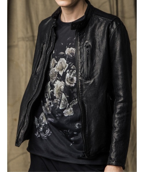 SHELLAC(シェラック)の「シェラック/SHELLAC バタフライ クルーネック長袖Tシャツ(Tシャツ/カットソー・メンズ・ベージュ/ブラック・MEDIUM/LARGE)」の1枚目の写真