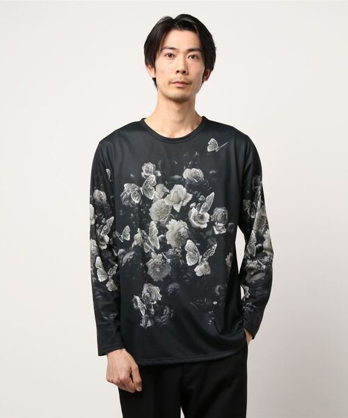 SHELLAC(シェラック)の「シェラック/SHELLAC バタフライ クルーネック長袖Tシャツ(Tシャツ/カットソー・メンズ・ベージュ/ブラック・MEDIUM/LARGE)」の5枚目の写真