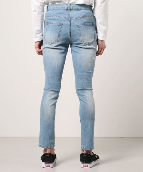 qwerty(クワーティ)の「qwerty (クワーティ) Damage denim / ダメージデニム(デニムパンツ・メンズ・ライトインディゴブルー・MEDIUM)」の3枚目の写真