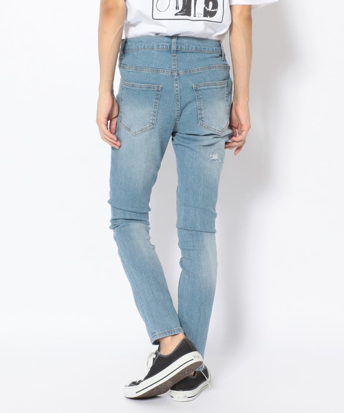 qwerty(クワーティ)の「qwerty (クワーティ) Damage denim / ダメージデニム(デニムパンツ・メンズ・ライトインディゴブルー・MEDIUM)」の5枚目の写真