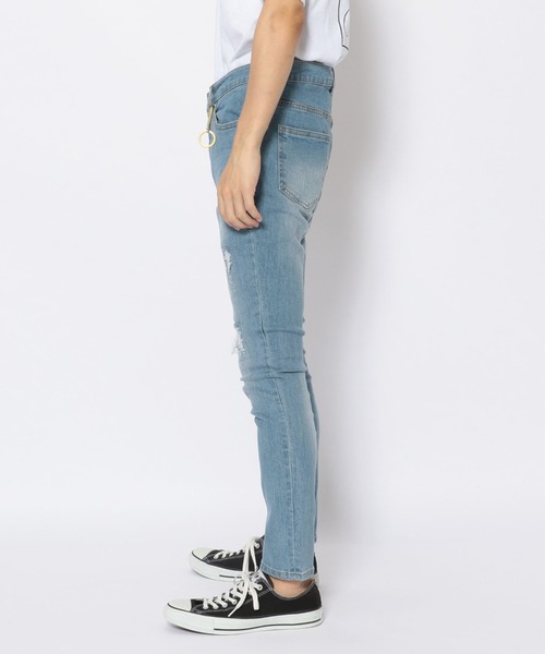 qwerty(クワーティ)の「qwerty (クワーティ) Damage denim / ダメージデニム(デニムパンツ・メンズ・ライトインディゴブルー・MEDIUM)」の6枚目の写真