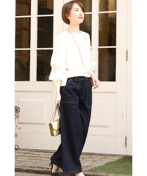 ElegChic（エレグシック）の「ベイカーワイドデニム（デニムパンツ・レディース・ネイビー/ダークネイビー・XXL/4L/L/XL/M）」の11枚目の写真