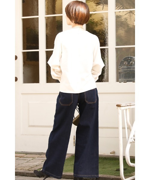 ElegChic（エレグシック）の「ベイカーワイドデニム（デニムパンツ・レディース・ネイビー/ダークネイビー・XXL/4L/L/XL/M）」の12枚目の写真