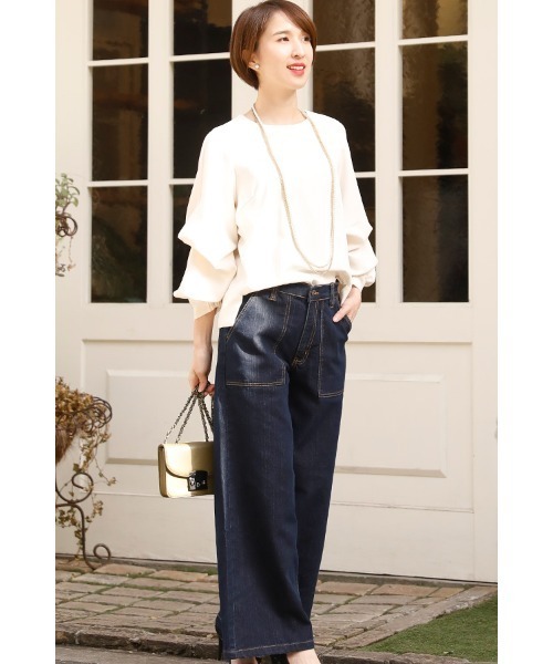 ElegChic（エレグシック）の「ベイカーワイドデニム（デニムパンツ・レディース・ネイビー/ダークネイビー・XXL/4L/L/XL/M）」の13枚目の写真