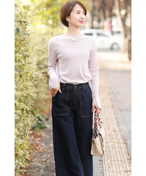 ElegChic（エレグシック）の「ベイカーワイドデニム（デニムパンツ・レディース・ネイビー/ダークネイビー・XXL/4L/L/XL/M）」の16枚目の写真