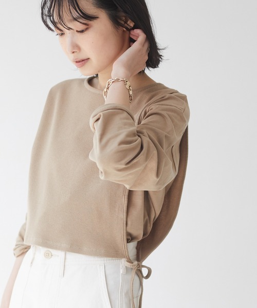 CRAFT STANDARD BOUTIQUE（クラフトスタンダードブティック）の「レイヤード針抜きカットプルオーバー　＊（Tシャツ/カットソー・レディース・ベージュ/ブラック/オフホワイト/ピンク・FREE）」の4枚目の写真