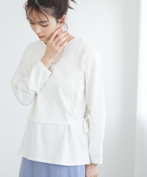 CRAFT STANDARD BOUTIQUE（クラフトスタンダードブティック）の「レイヤード針抜きカットプルオーバー　＊（Tシャツ/カットソー・レディース・ベージュ/ブラック/オフホワイト/ピンク・FREE）」の2枚目の写真