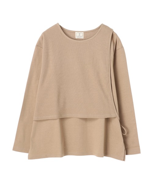 CRAFT STANDARD BOUTIQUE（クラフトスタンダードブティック）の「レイヤード針抜きカットプルオーバー　＊（Tシャツ/カットソー・レディース・ベージュ/ブラック/オフホワイト/ピンク・FREE）」の7枚目の写真