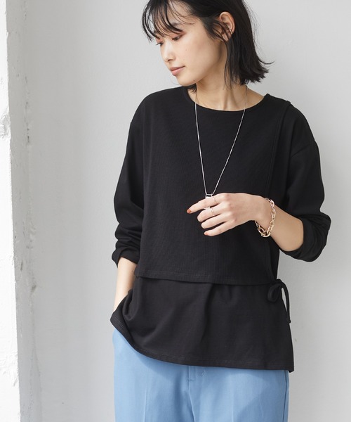 CRAFT STANDARD BOUTIQUE（クラフトスタンダードブティック）の「レイヤード針抜きカットプルオーバー　＊（Tシャツ/カットソー・レディース・ベージュ/ブラック/オフホワイト/ピンク・FREE）」の10枚目の写真