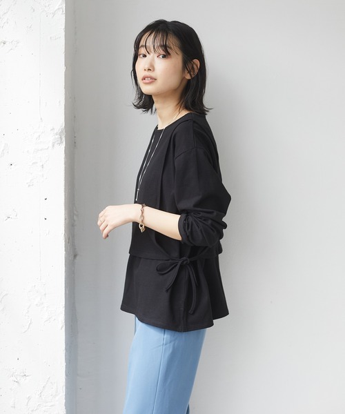 CRAFT STANDARD BOUTIQUE（クラフトスタンダードブティック）の「レイヤード針抜きカットプルオーバー　＊（Tシャツ/カットソー・レディース・ベージュ/ブラック/オフホワイト/ピンク・FREE）」の11枚目の写真