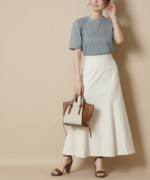 N.（N. Natural Beauty Basic）（エヌエヌナチュラルビューティーベーシック）の「【追加生産】【S Size Line】◆麻混マキシマーメイドスカート（スカート・レディース・イエロー/グレー/ホワイト・MEDIUM/SMALL）」の2枚目の写真