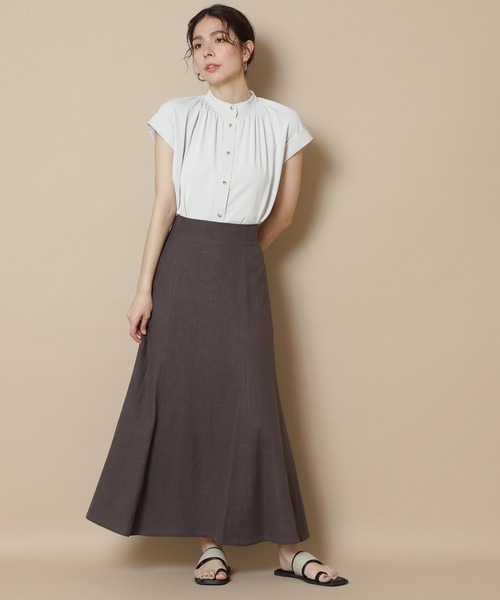 N.（N. Natural Beauty Basic）（エヌエヌナチュラルビューティーベーシック）の「【追加生産】【S Size Line】◆麻混マキシマーメイドスカート（スカート・レディース・イエロー/グレー/ホワイト・MEDIUM/SMALL）」の14枚目の写真