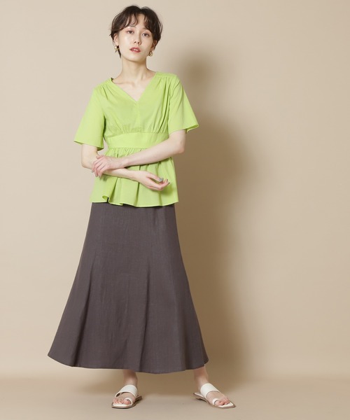 N.（N. Natural Beauty Basic）（エヌエヌナチュラルビューティーベーシック）の「【追加生産】【S Size Line】◆麻混マキシマーメイドスカート（スカート・レディース・イエロー/グレー/ホワイト・MEDIUM/SMALL）」の18枚目の写真