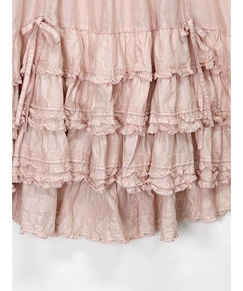 【新品タグ付】ピンクハウス 綿ローン ノースリーブ フリルキャミロングワンピース PINK HOUSE（ピンクハウス）の「ローンフリルキャミワンピース