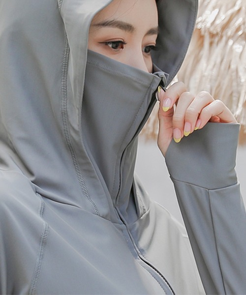 セール】フェイスガード付きハイネック長袖 UVカットラッシュガード