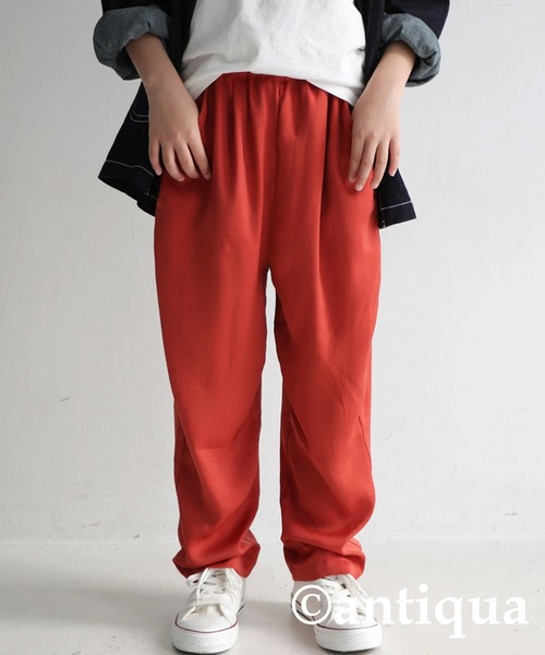 antiqua（アンティカ）の「穿き心地抜群◎キッズサテンパンツ（その他パンツ・キッズ・オレンジ系その他/ブラック/ミント/グリーン/ブルー系その他/マスタード・3/4）」の6枚目の写真