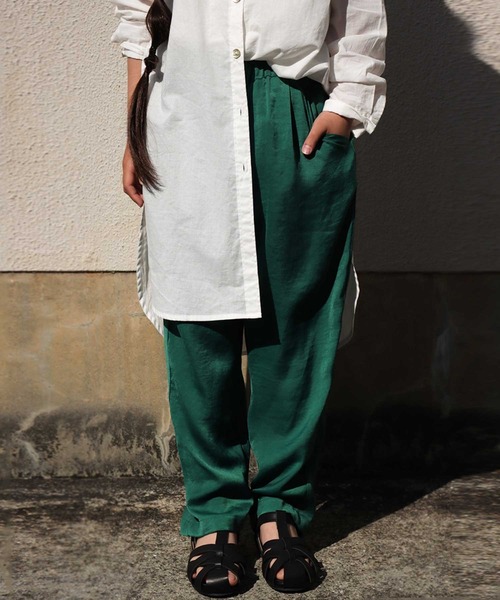 antiqua（アンティカ）の「穿き心地抜群◎キッズサテンパンツ（その他パンツ・キッズ・オレンジ系その他/ブラック/ミント/グリーン/ブルー系その他/マスタード・3/4）」の2枚目の写真