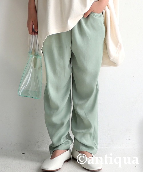 antiqua（アンティカ）の「穿き心地抜群◎キッズサテンパンツ（その他パンツ・キッズ・オレンジ系その他/ブラック/ミント/グリーン/ブルー系その他/マスタード・3/4）」の3枚目の写真