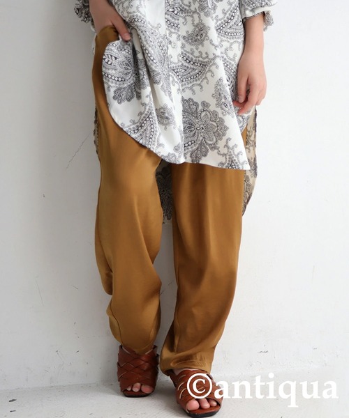 antiqua（アンティカ）の「穿き心地抜群◎キッズサテンパンツ（その他パンツ・キッズ・オレンジ系その他/ブラック/ミント/グリーン/ブルー系その他/マスタード・3/4）」の5枚目の写真