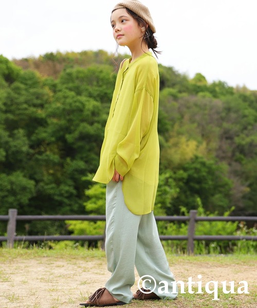 antiqua（アンティカ）の「穿き心地抜群◎キッズサテンパンツ（その他パンツ・キッズ・オレンジ系その他/ブラック/ミント/グリーン/ブルー系その他/マスタード・3/4）」の9枚目の写真