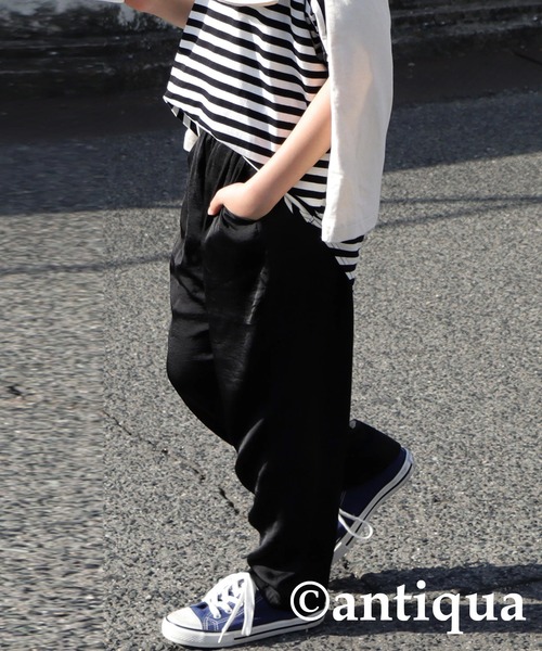 antiqua（アンティカ）の「穿き心地抜群◎キッズサテンパンツ（その他パンツ・キッズ・オレンジ系その他/ブラック/ミント/グリーン/ブルー系その他/マスタード・3/4）」の12枚目の写真