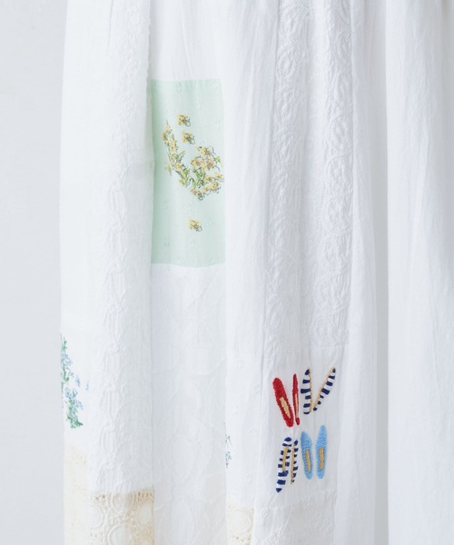 BEARDSLEY（ビアズリー）の「パッチワーク＆刺繍スカート（スカート・レディース・ホワイト/ライトグレー・FREE）」の21枚目の写真