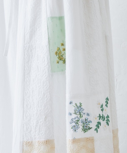 BEARDSLEY ロングスリーブ カットソー 刺繍 パッチワーク ホワイト フロント刺繍カットソー （カットソー）｜BEARDSLEY