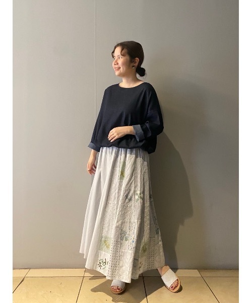 BEARDSLEY（ビアズリー）の「パッチワーク＆刺繍スカート（スカート・レディース・ホワイト/ライトグレー・FREE）」の22枚目の写真