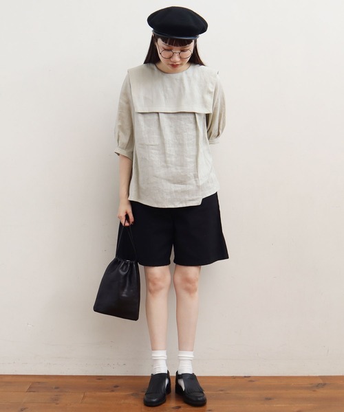 fig Ｌondon（フィグロンドン）の「●△daily LINEN　sailor BL（シャツ/ブラウス・レディース・ブラック/グリーン/パープル/イエロー/ベージュ/ボルドー・FREE）」の16枚目の写真